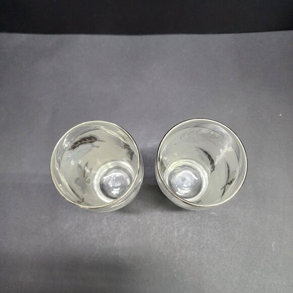 Vintage MCM Libbey Silver Frosted Leaf Tumbler Glasses 5.5'' Tall - Set Of 2 - Picture 7 of 9
